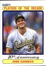 Jose Canseco 1990 Fleer #629 Oakland Athletics FREE SHIPPING AutographDen