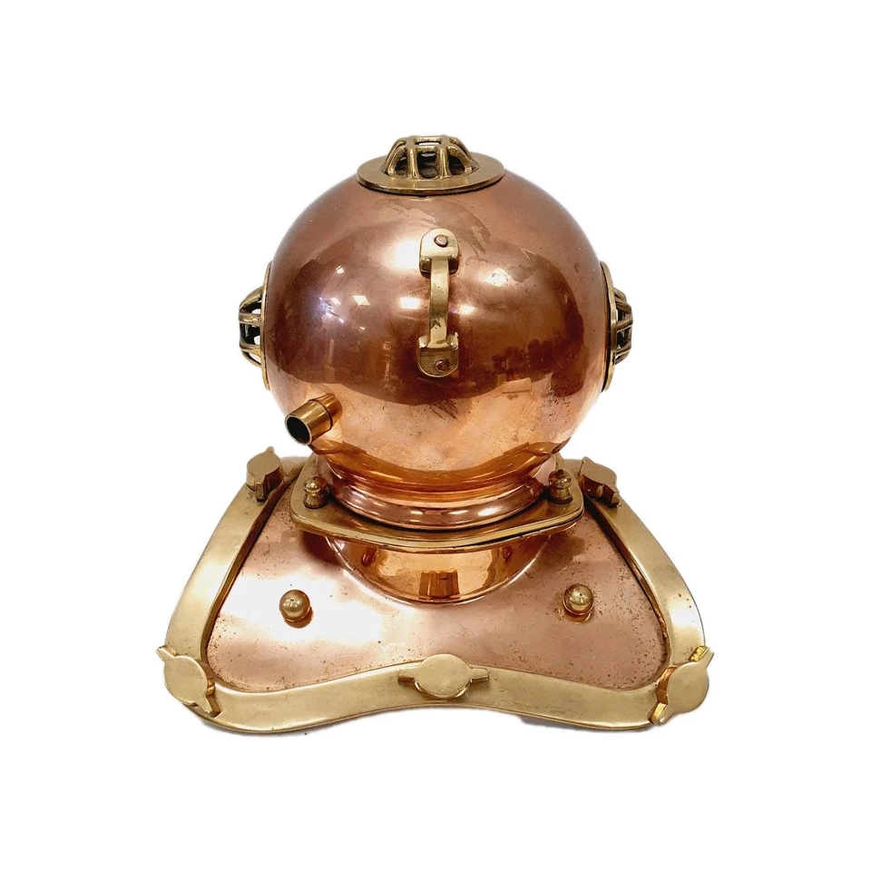 Vintage Old Antique Brass & Copper Diver Helmet 9"  Replica Ornament (11) - Image 4 of 4