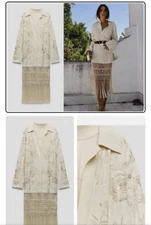 RRP $189 ZARA EMBROIDERED MACRAME DRESS LIMITED EDITION BEIGE.US  SIZE M-L