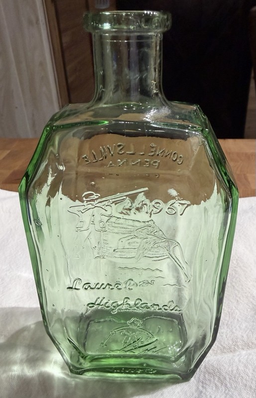 Vintage 1967 Green Glass Bottle - Laurel Highlands