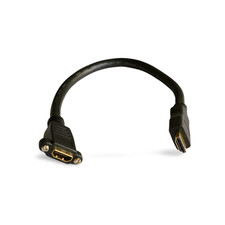 1ft HDMI Male Panel Mount Cable Female Extension - Black