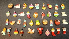 Vintage Lot of 38 Small Miniature Ceramic Christmas Tree Ornaments 1" to 1.5"
