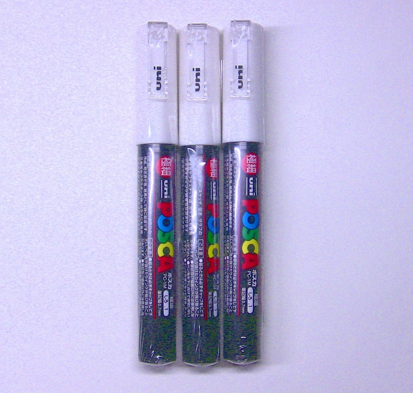 Uni Posca Paint Marker PC-1M White, 3 pens per Pack(Japan Import) [Komainu-Do...