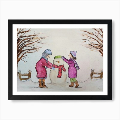 Ethel And Sue Build A Snowman Kunst P gerahmtes Wandbild Poster Leinwanddruck Bild