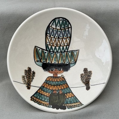 Vintage Jersey Keramik große Schale / flache Schale mit mexikanischem Jungen Design 24,5 cm T