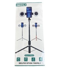 Imoli Selfie Stick Tripod With Remote Control. Bluetooth Stretchable 2 Lights