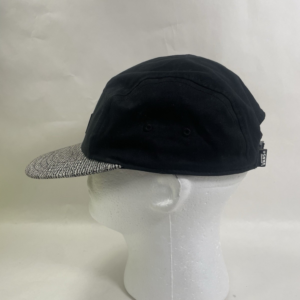 Vans Hat, 6-Panel Snapback, Faux Leather Logo Black View 3