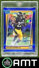 Najee Harris RC Auto 2021 Panini Donruss Optic 70/99 Rated Rookie Blue Steelers