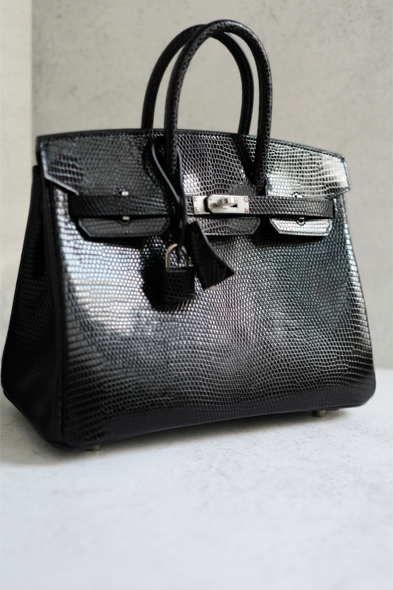 Hermès Birkin 25 Black Lizard Lisse Exotic Skin with Palladium