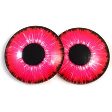 Pair Bright Neon Pink Fantasy Glass Eyes Jewelry Taxidermy Flatback Cabochons
