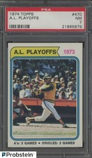1974 Topps #470 AL Playoffs Reggie Jackson Oakland Athletics HOF PSA 7 NM