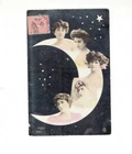 Postcard  Photofantasy  Famous women on the Moon Reutlinger RPPC   TC 1842
