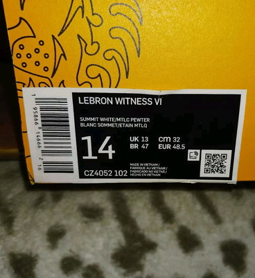 Size 14 - Nike LeBron Witness 6 Summit White Metallic Pewter for