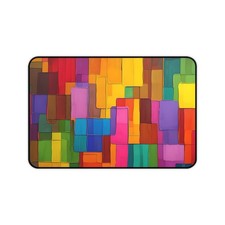 Colorful Abstract Blocks Desk Mat Geometric Rainbow Mouse Pad