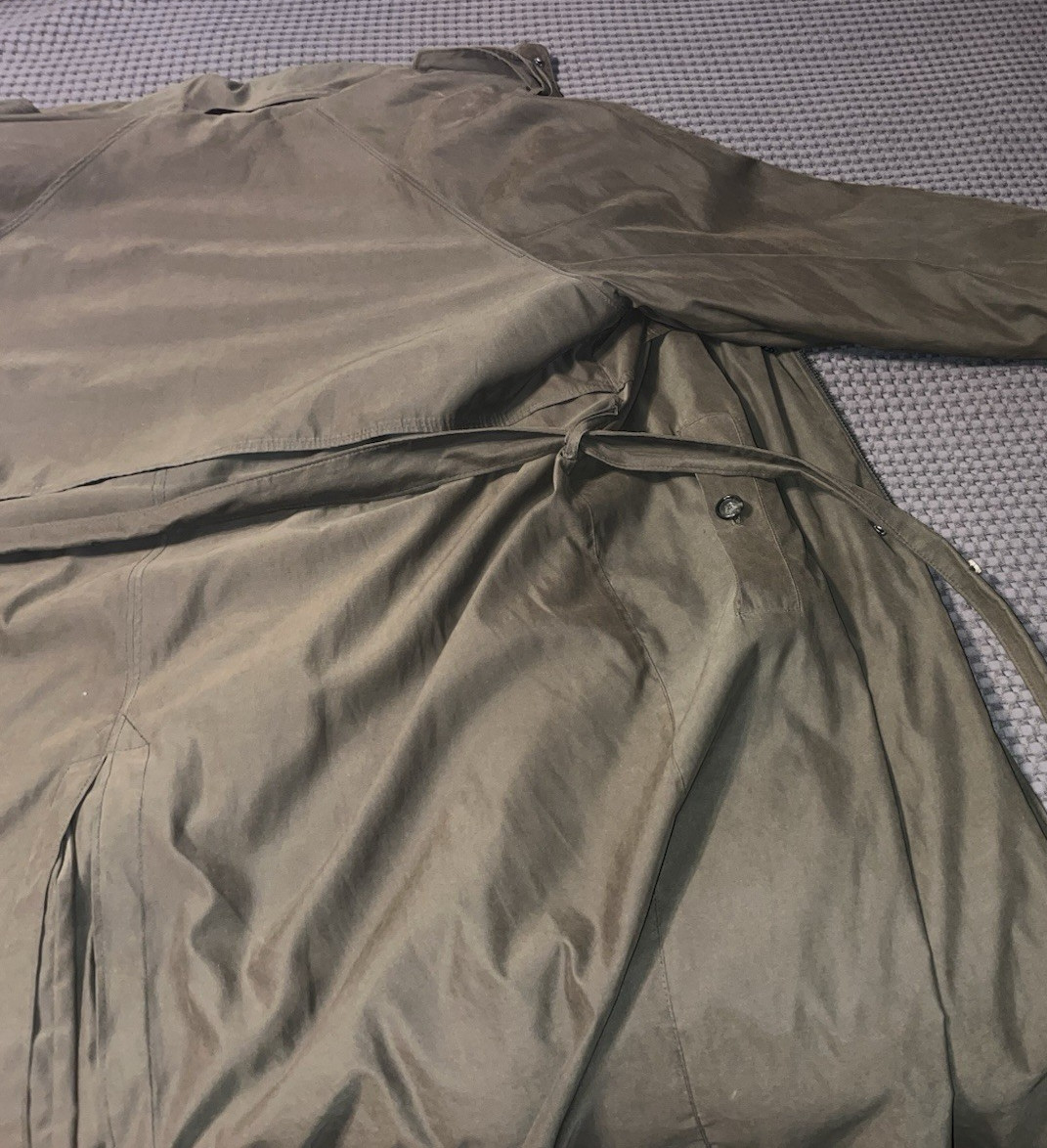Vtg Towne London Fog  Men's Trench Coat 42 Long Olive  Removable Lining