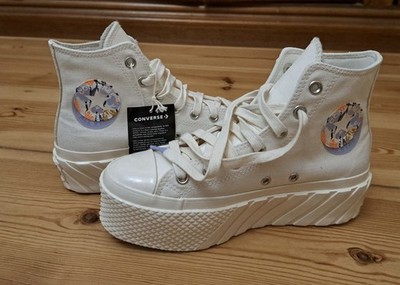 Converse All Star High Top Plateau Sneaker Weiß Lila Stronger Together EU 38