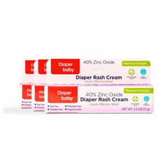 Baby Diaper Rash Cream, 2.5 Oz. Tube, 3-Pack, Dermatologist Tested 40 Zinc Oxid