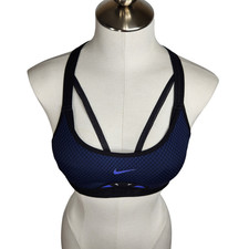 Nike Indy Ultrabreathe Dri Fit Sports Bra Womens M Racerback No Pads Black Blue