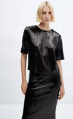 Mango Xavi T-Shirt In Schwarz UK 8 = Klein