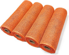 Poly Burlap Mesh Orange, 10 Inch Burlap Deco Mesh Rolls for Pumpkin Wreath, Summ