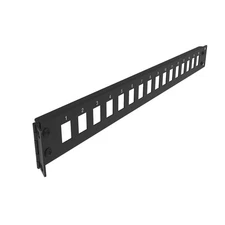 16-Port 1U Hinged Blank Patch Panel, Keystone Jack, 19 Rackmount, Black