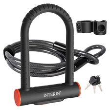 Bike U Lock Heavy Duty Lock, 16mm U Lock and 5ft Length Security Cable with S...