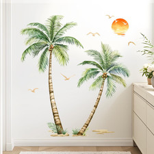 Adesivi Murali Foglie Tropicali - Decorazione Parete Rimovibile, 2 Fogli 90x30cm - Foto 2