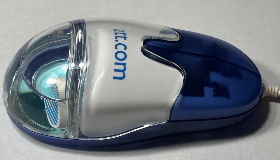 Vintage AT&T Aqua Computer Mouse AM-940-P PS/2 Blue White Promotional Retro - Image 3 of 4