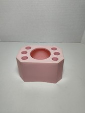 6 Spot Plastic Toothbrush Holder w/Cut Out for Cup Or Toothpaste, Pink, Used
