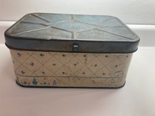 Vintage Metalowa puszka Połowa wieku chlebak Holenderski kwiatowy motyw tulipana