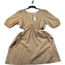 And Now This Dress Womens Plus Size 0X Camel Tan Short Sleeve Open Sides New