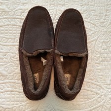 UGG Men's Ascot Slippers Shearling Lined Dark Brown Size 17
