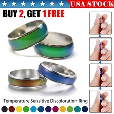 Stainless Steel Temperature Changing Color Mood Rings Unisex Sensitive Emotion