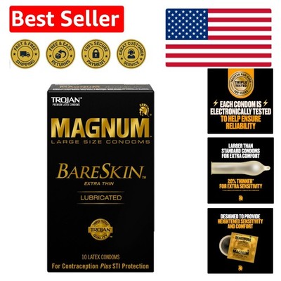 10 Count Magnum Bareskin Condoms - Thinnest for Heightened Sensitivity & Safety