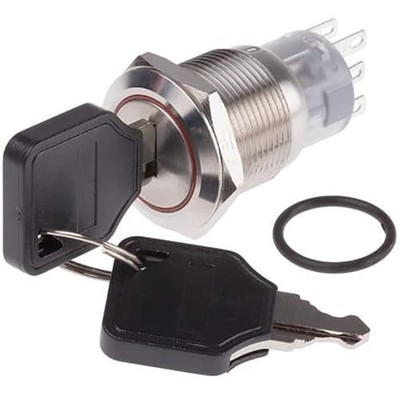 1PC RS PRO 8772009 SWITCH KEY LOCK 3 POSITION MAINTAIN 19MM
