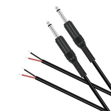 6.35mm 1/4 Inch TS Mono Male to Speaker Wire Adapter 2-Pack 1Ft Audio Cable Conn