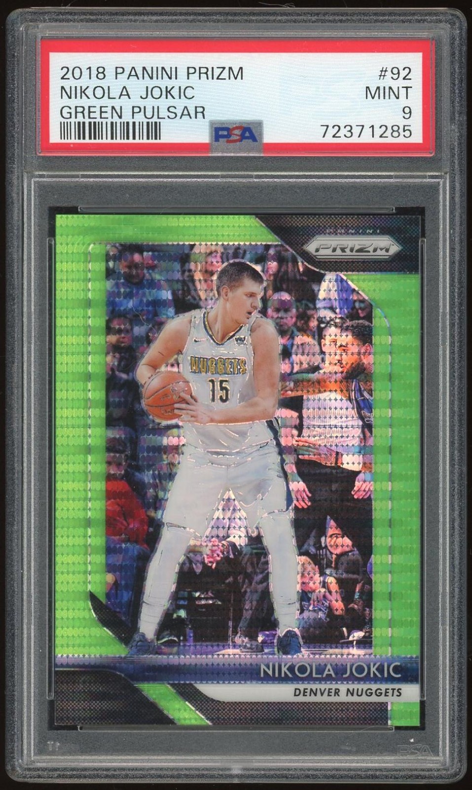 2018/19 Panini Prizm Green Pulsar #92 Nikola Jokic #/25 PSA 9 *1285