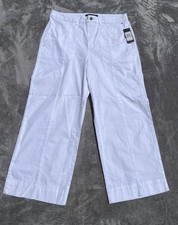 Tommy Hilfiger Pants Womens 12 White Cropped Wide Leg Cotton NWT 26" Inseam
