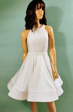 Ieena For Mac Duggal White Fit & Flare Sleeveless Dress Sz 0 w Pockets 