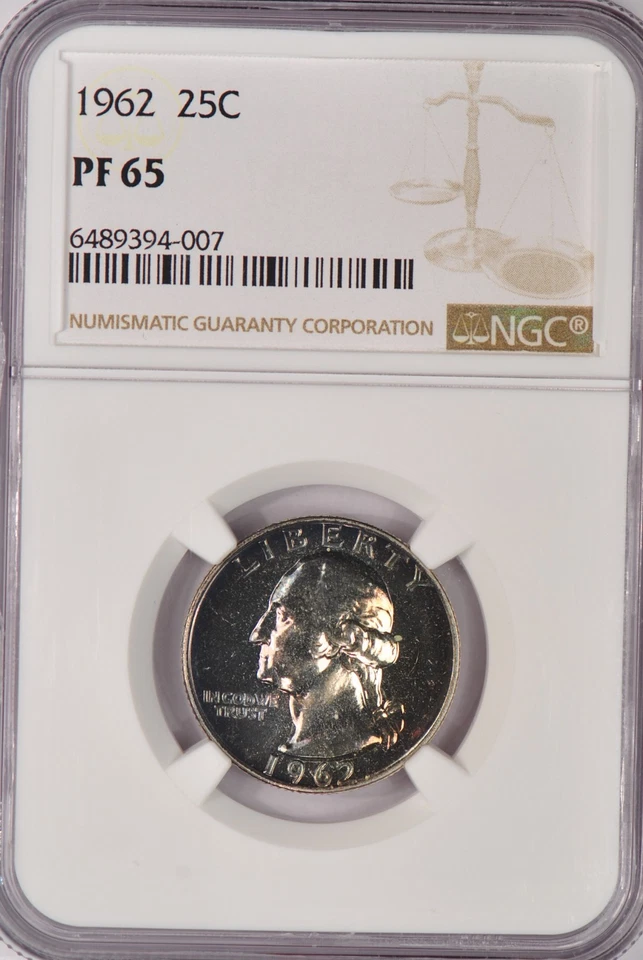1962 TONED Washington Quarter Proof NGC PF 65 PR65 Toning Silver Coin 25C - Image 4 of 4