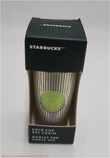 Starbucks Lime Green Purple Pleated Cold Cup Green Apple Keychain