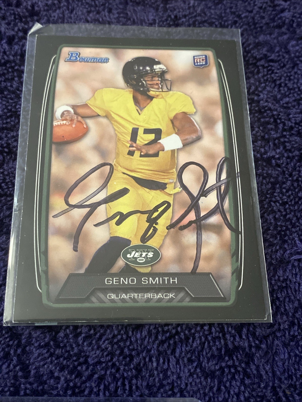 Geno Smith rookie on-card auto Bowman #150 Mountaineers/Jets
