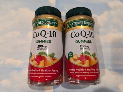 LOT (2) NATURE'S BOUNTY CO Q-10 200MG GUMMIES PEACH MANGO FLAVOR 60 CNT