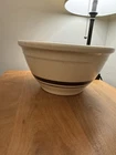 Vintage McCoy Oven Ware Mixing Bowl #10 Ivory w Brown Band 10” USA