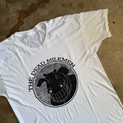 80s VINTAGE T-SHIRT W/ THE DEAD MILKMEN PRINT MEN SZ L SOFT & THIN