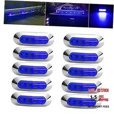 10pcs Blue 4 Led Side Marker Lights Front Rear Interior Clearance Tail Blue