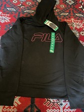 FILA hoodie In Black, Extra Large with Red Stitching, New With Tags.
