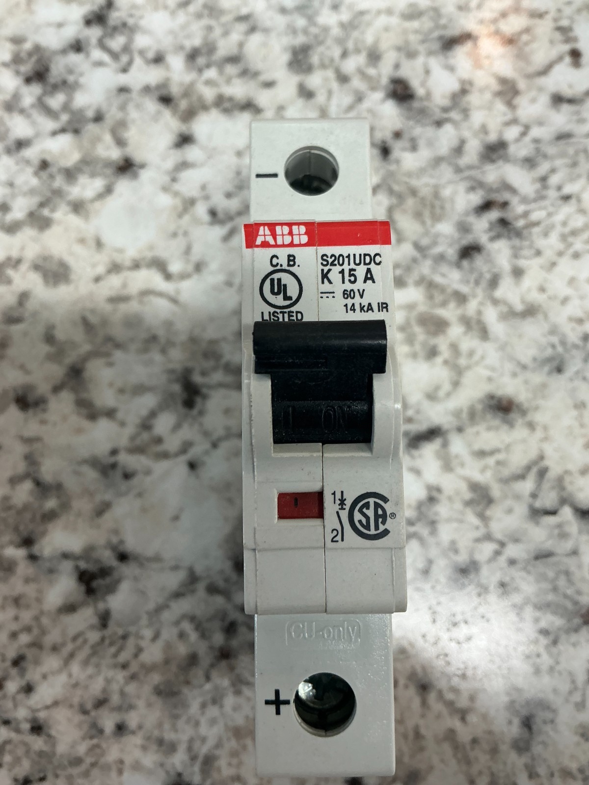 *FREE SHIPPING* ABB S201UDC-K15 Circuit Breaker 1-Pole K Curve 15A 60VDC