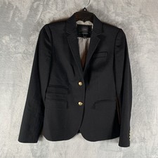 J Crew Womens Schoolboy Blazer Black Gold Buttons 00 Wool Academia Office Career
