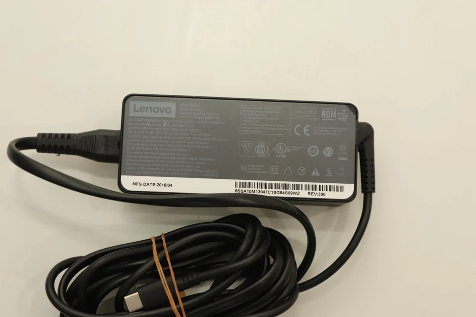 Cargador Adaptador de CA Original Lenovo Max 65W Laptop Fuente de Alimentación Thinkpad USB-C Foto 2 de 3